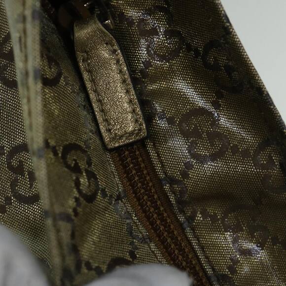 GUCCI GG Crystal Sherry Line Tote Bag Gold Tone Brown Gray - Picture 14 of 16